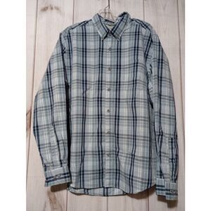 Eddie Bauer Shirt Men's Large Blue Button Front Long Sleeve Voyager Flex Light W